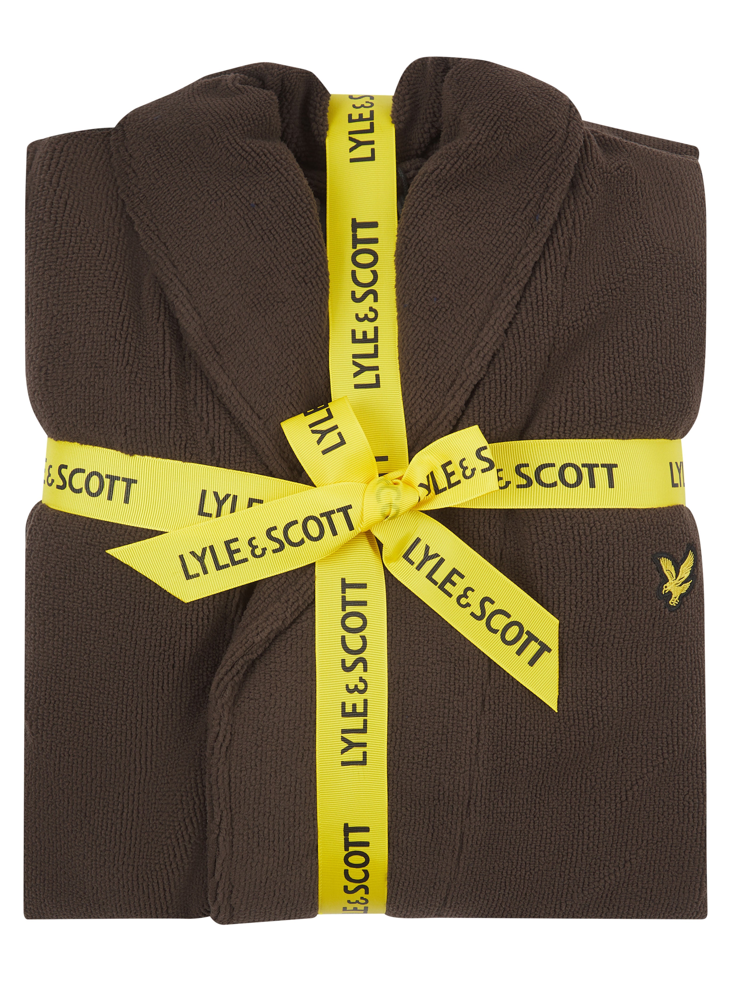 Lyle & Scott Lucas Towelling Dressing Gown Brown - Image 3