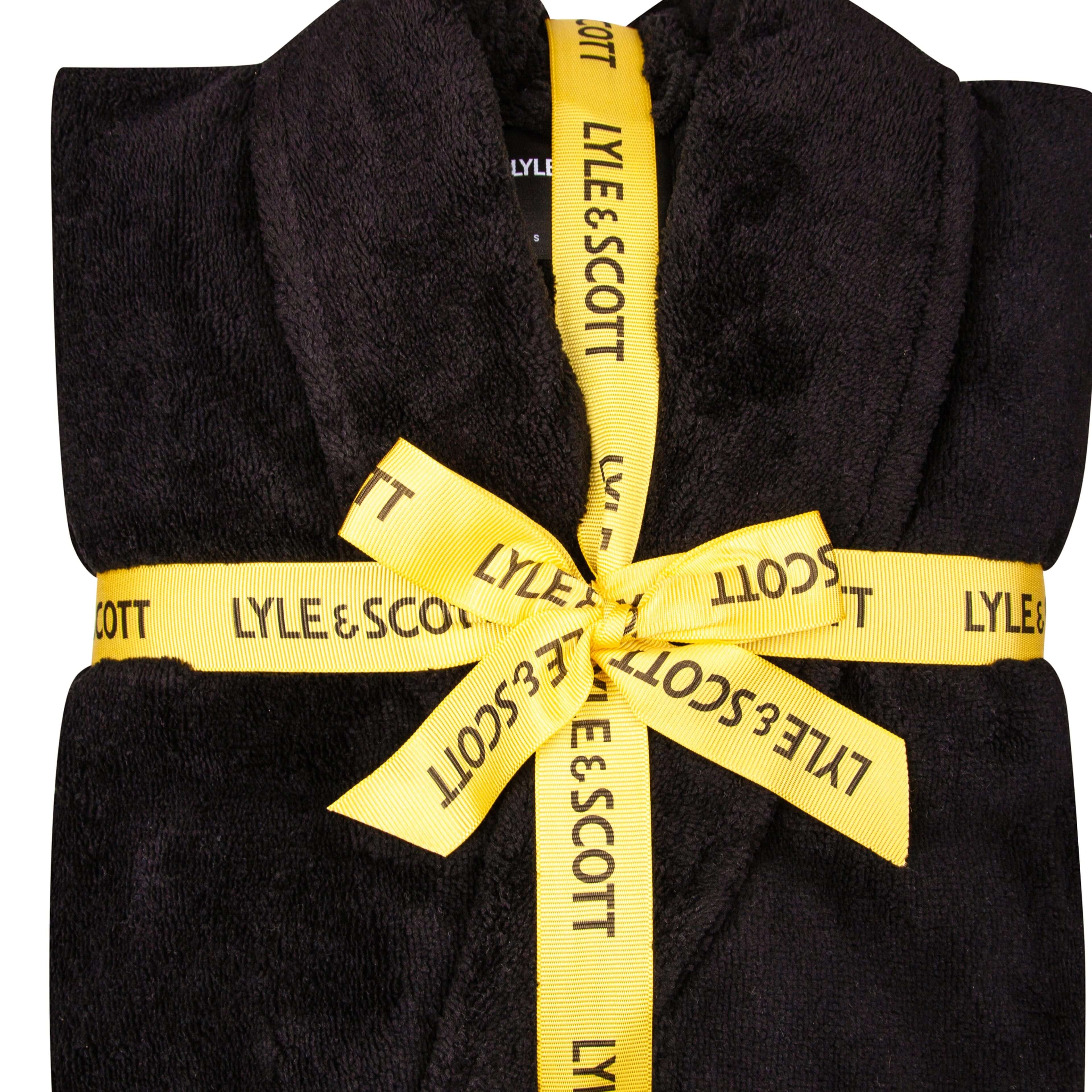 Lyle & Scott Lucas Bathrobe – Black | Towelling Robe with Embroidered Logo