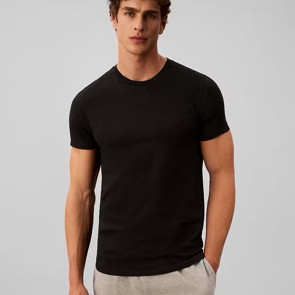 Calvin Klein Cotton Classics 3 Pack Crew Neck T-Shirts - Black / Goji Berry / Light Blue
