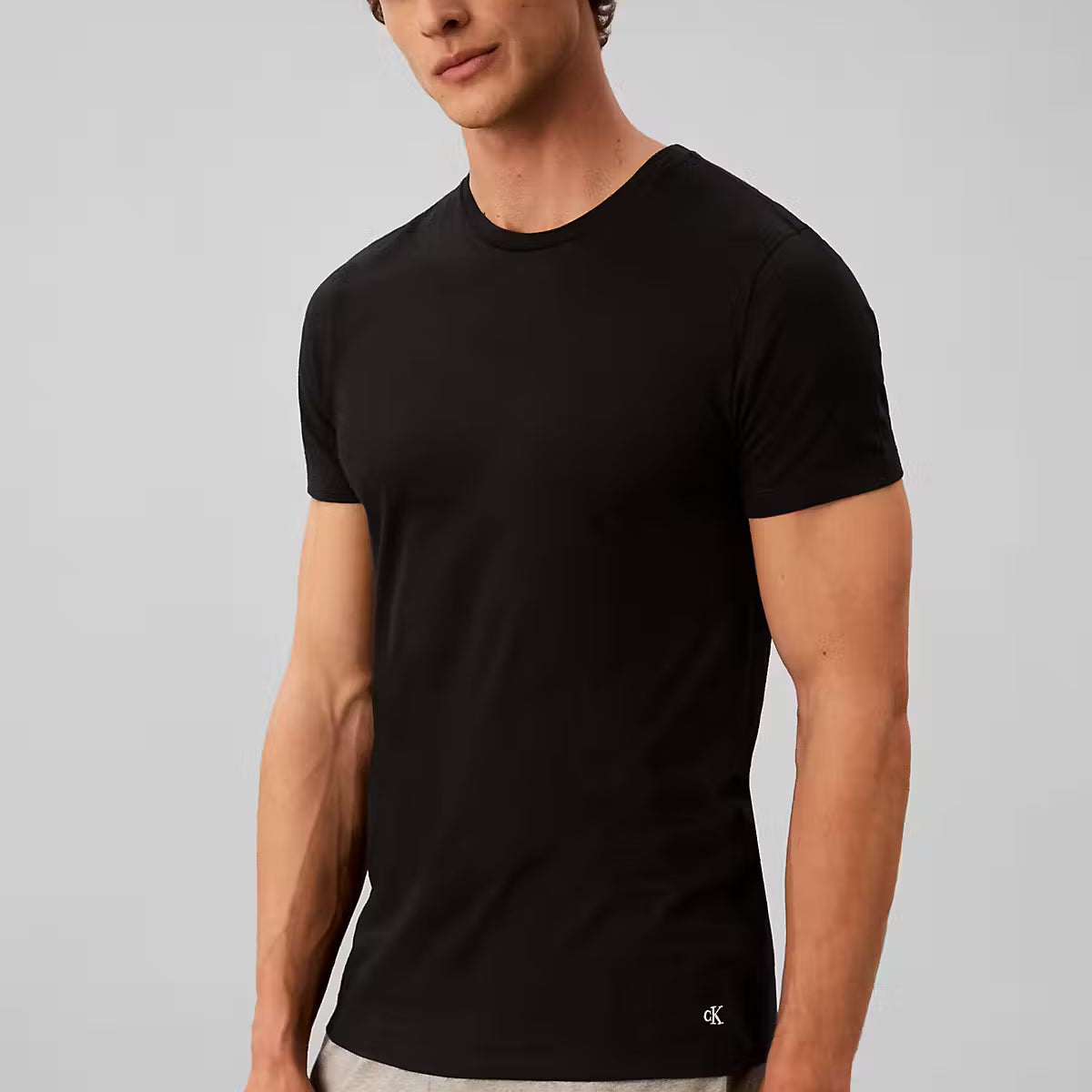 Calvin Klein Cotton Classics 3 Pack Crew Neck T-Shirts - Black / Goji Berry / Light Blue