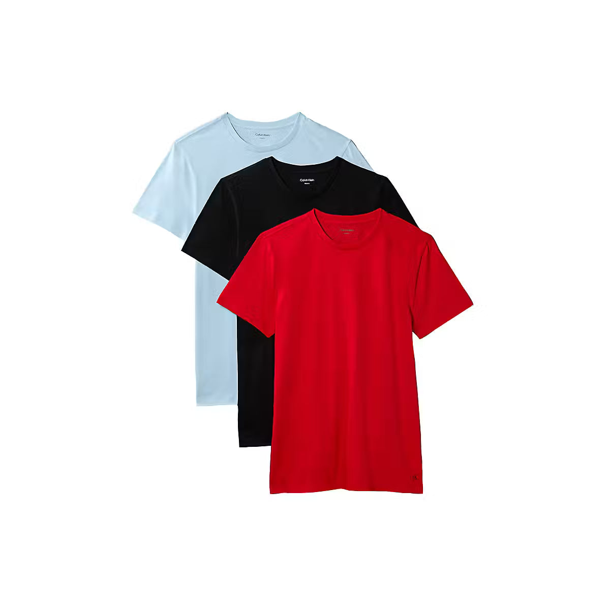 Calvin Klein Cotton Classics 3 Pack Crew Neck T-Shirts - Black / Goji Berry / Light Blue