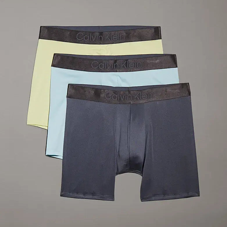 Calvin Klein 3 Pack Micro Stretch Boxer Briefs - Yellow / Blue / Steel Blue