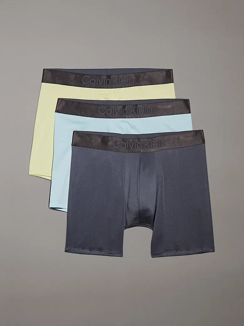 Calvin Klein 3 Pack Micro Stretch Boxer Briefs - Yellow / Blue / Steel Blue