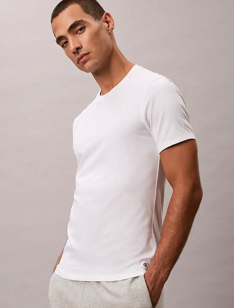 Calvin Klein 3 Pack Slim Fit T-Shirts | Cotton Stretch Crew Neck Essentials