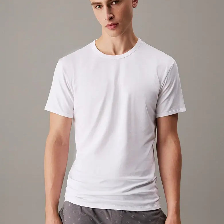 Calvin Klein 3 Pack Lounge Crew Neck T-Shirts - White, Grey Heather, Sterling Blue