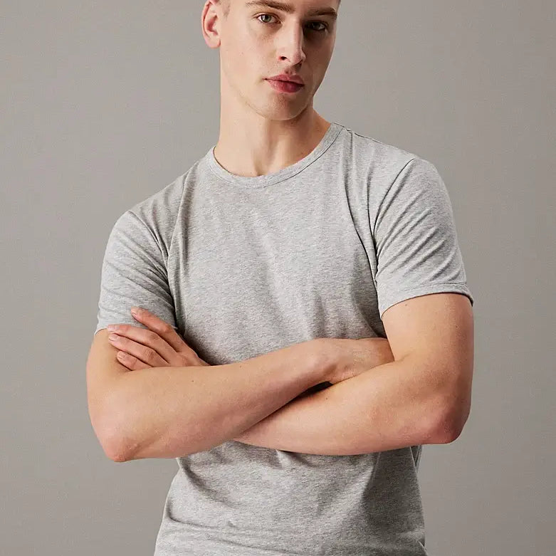Calvin Klein 3 Pack Lounge Crew Neck T-Shirts - White, Grey Heather, Sterling Blue