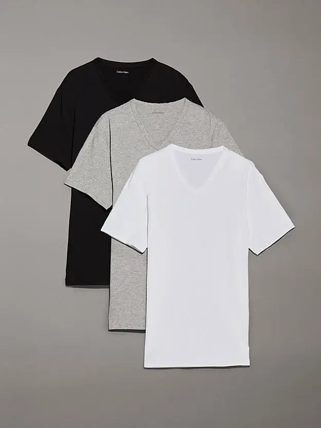 Calvin Klein 3 Pack V-Neck Lounge T-shirts - White / Grey Heather / Black