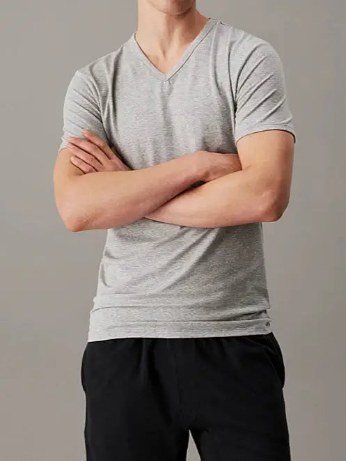 Calvin Klein 3 Pack V-Neck Lounge T-shirts - White / Grey Heather / Black