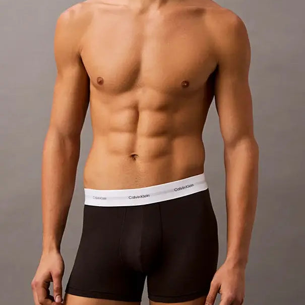 Calvin Klein 3 Pack Trunks – Cotton Modal Stretch Underwear, Black