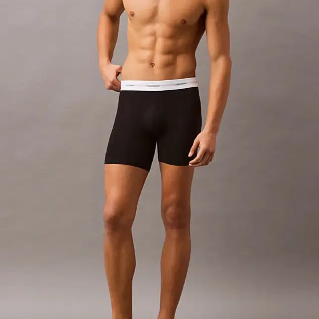 Calvin Klein 3 Pack Boxer Briefs – Cotton Modal Stretch Underwear, Black