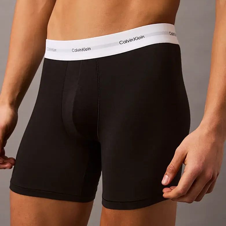 Calvin Klein 3 Pack Boxer Briefs – Cotton Modal Stretch Underwear, Black