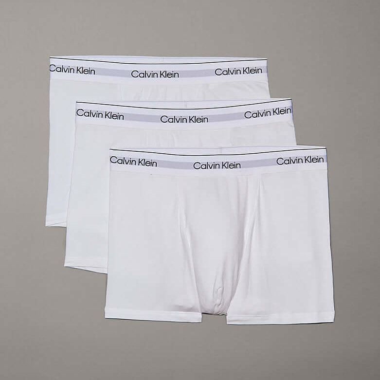 Calvin Klein 3 Pack Relaxed Dart Trunks - Icon Cotton Stretch, White