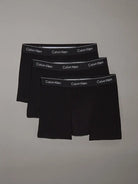 Calvin Klein 3 Pack Relaxed Dart Trunks - Icon Cotton Stretch, Black W/ Black Wbs