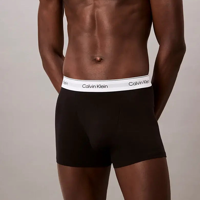 Calvin Klein 3 Pack Relaxed Dart Trunks - Icon Cotton Stretch, Black