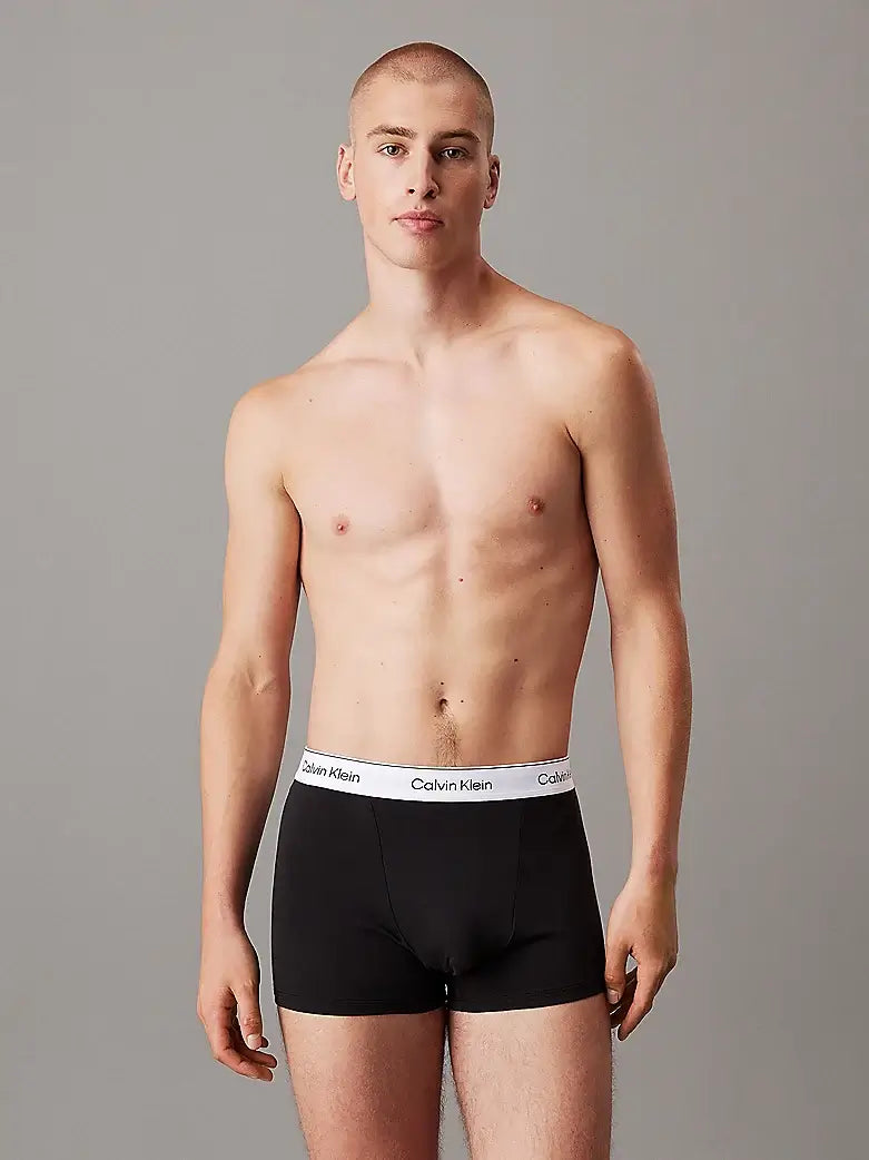 Calvin Klein 3 Pack Relaxed Dart Trunks - Icon Cotton Stretch, Black / Glacier / Blue