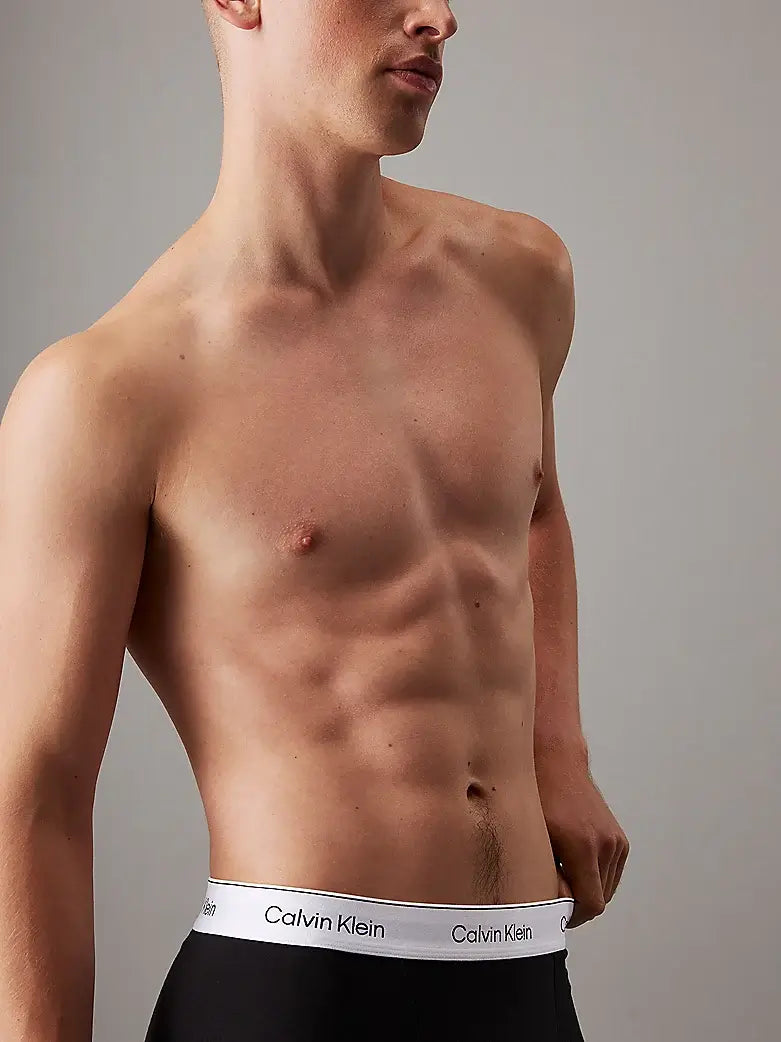 Calvin Klein 3 Pack Relaxed Dart Trunks - Icon Cotton Stretch, Black / Glacier / Blue