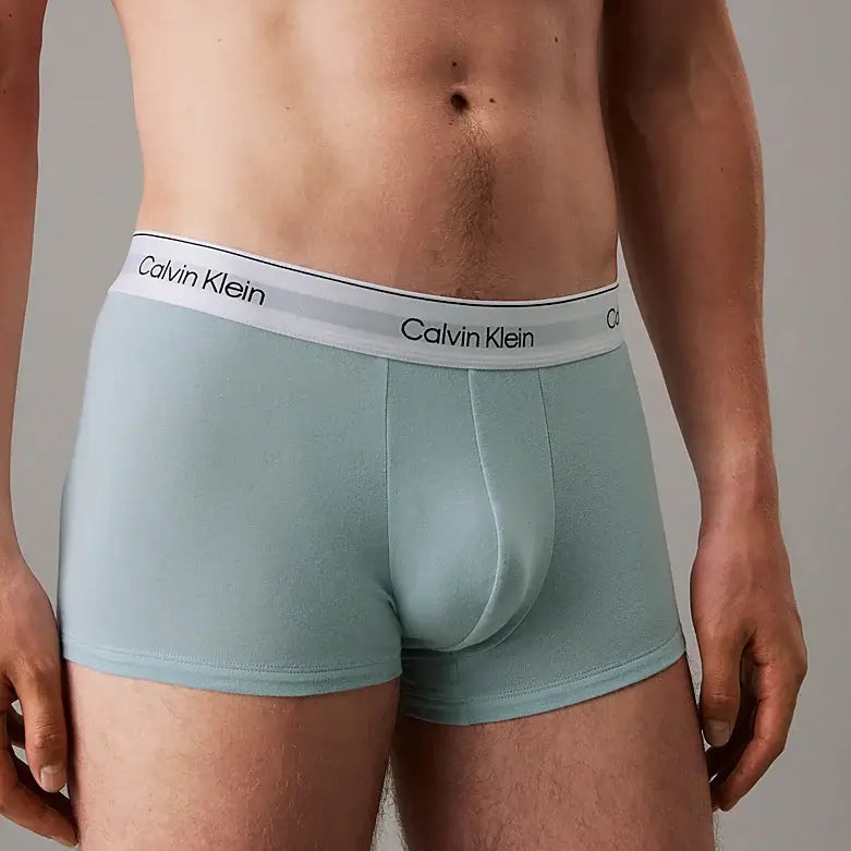 Calvin Klein 3 Pack Low Rise Trunks - Icon Cotton Stretch, Glacier Blue / All Over Logo