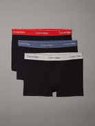 Calvin Klein 3 Pack Relaxed Dart Trunks - Icon Cotton Stretch, Black with Color Waistband