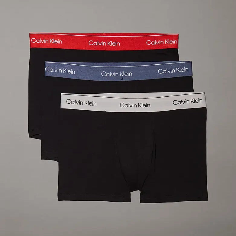 Calvin Klein 3 Pack Trunks - Icon Cotton Stretch, Black Multi