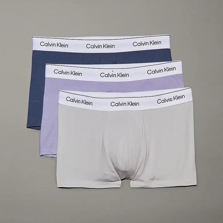 Calvin Klein 3 Pack Trunks - Icon Cotton Stretch, Vint Indigo, Micro Chip, Lilac