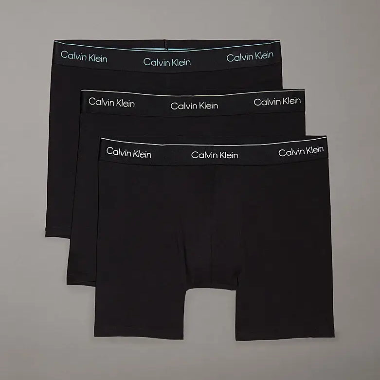 Calvin Klein 3 Pack Boxer Briefs – ICON Cotton Stretch, Black / Coloured Logo