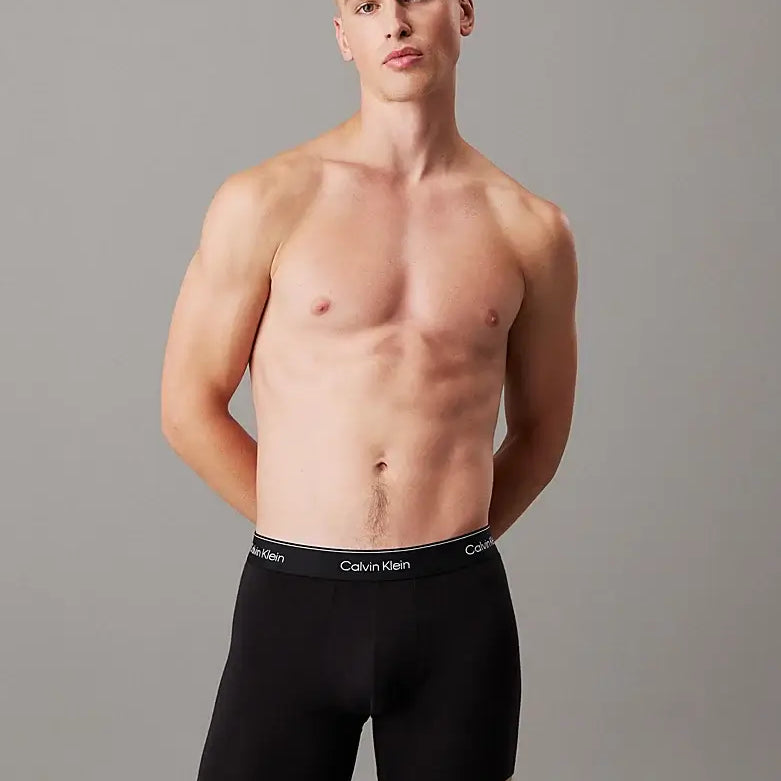 Calvin Klein 3 Pack Boxer Briefs – ICON Cotton Stretch, Black / Coloured Logo