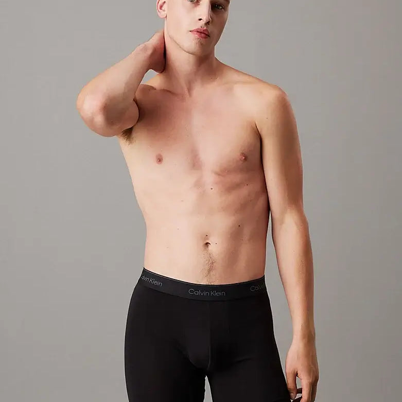 Calvin Klein 3 Pack Boxer Briefs – ICON Cotton Stretch, Black/Glacier/Blue Bell