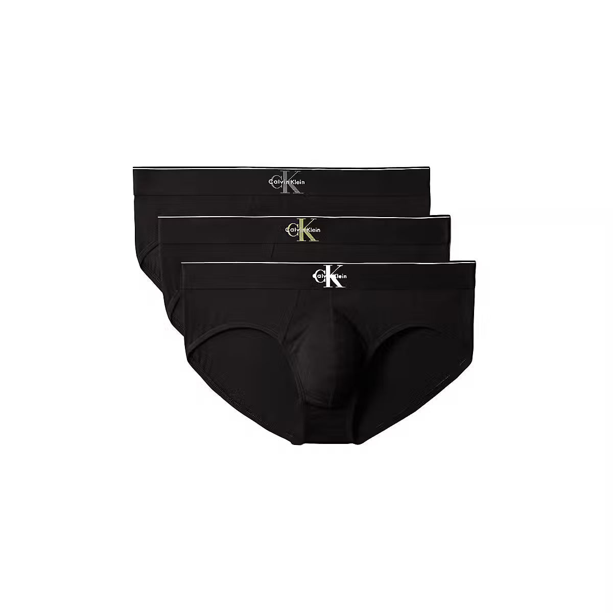 Calvin Klein Graphic Monogram 3 Pack Hip Briefs Black Granite Grey Poseidon - pack product image