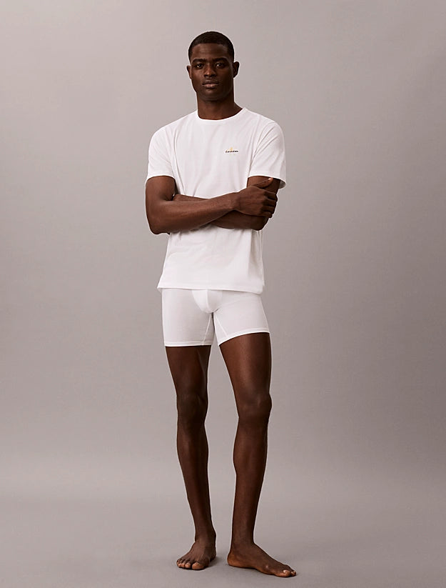 Calvin Klein Icon Cotton Lounge T-Shirt white – model wearing short sleeve cotton jersey T-shirt