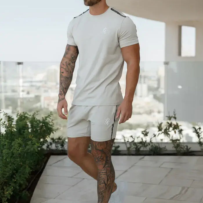 Gym King Taped Jersey Short - Light Stone