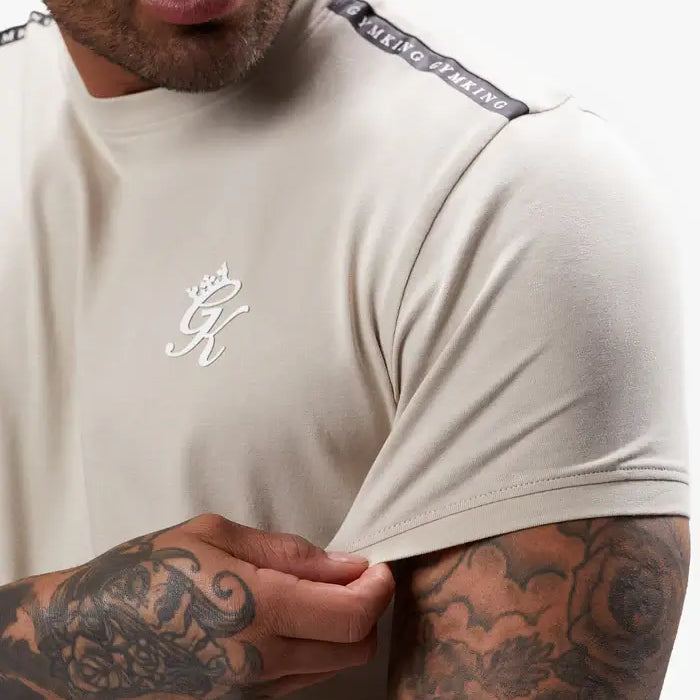Gym King Taped Jersey Tee - Light Stone
