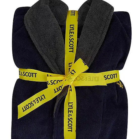 Lyle & Scott Adrian Contrast Collar And Belt Bath Robe - Peacoat