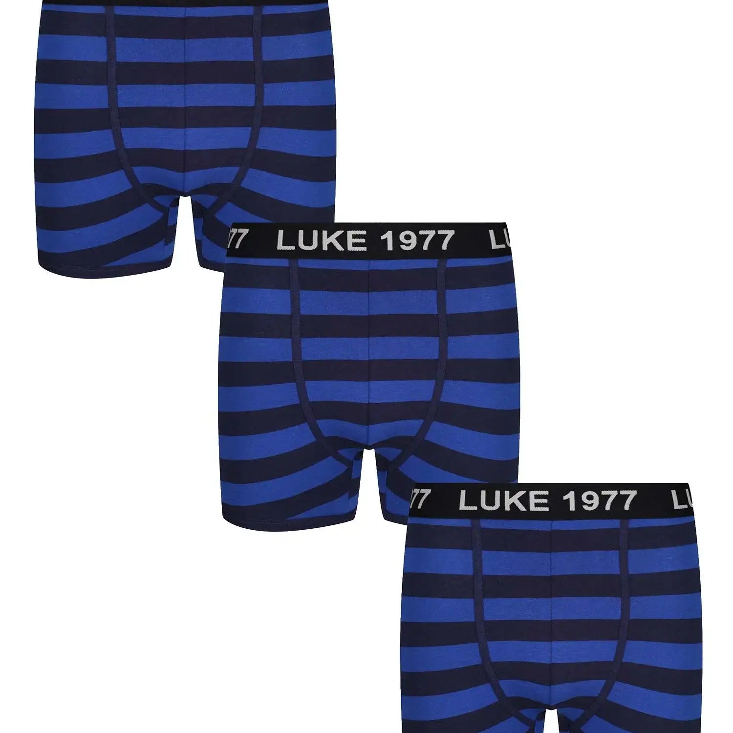 Luke NITER Soft Cotton Trunk Boxers 3 Pack - Navy Stripes