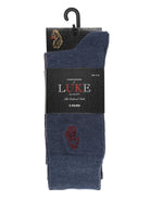 LUKE Antiki 3 Pack Socks – Red, Blue & Charcoal | Lion Head Embroidery