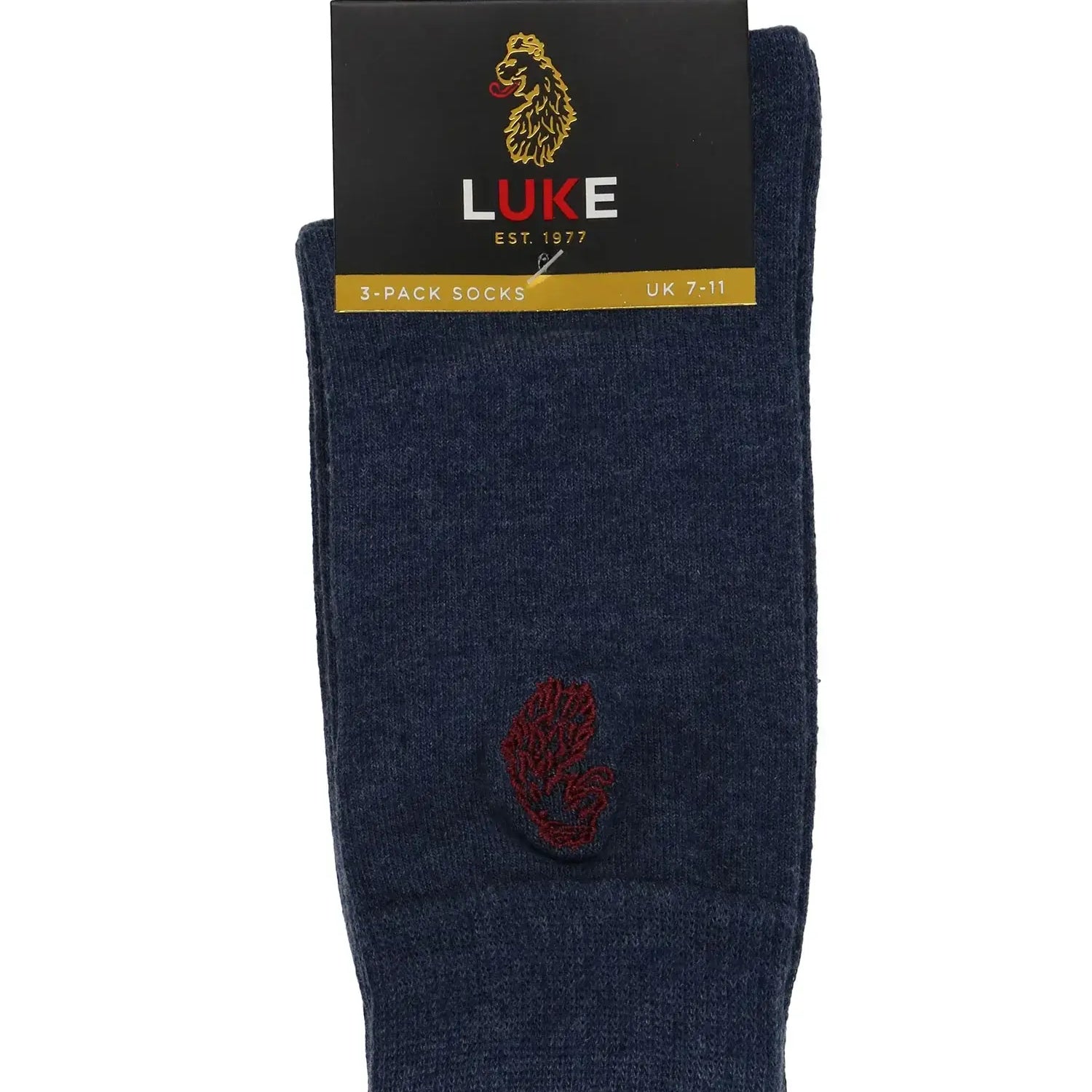 Luke Antiki 3 Pack Socks - Steel Blue ( Size 7-11 )