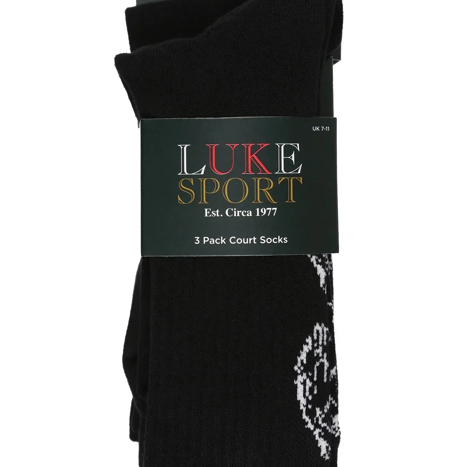 Luke Court Crew 3 Pack Tennis Socks - Black ( Size 7-11 )