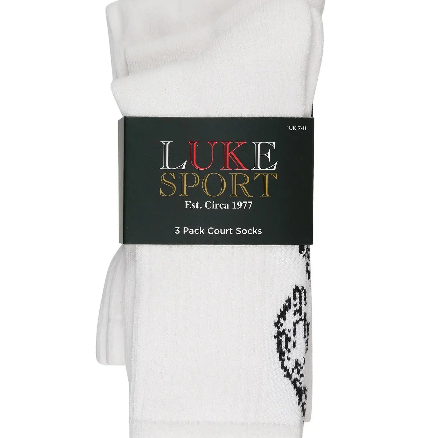 Luke Court Crew 3 Pack Tennis Socks - White ( Size 7-11 )