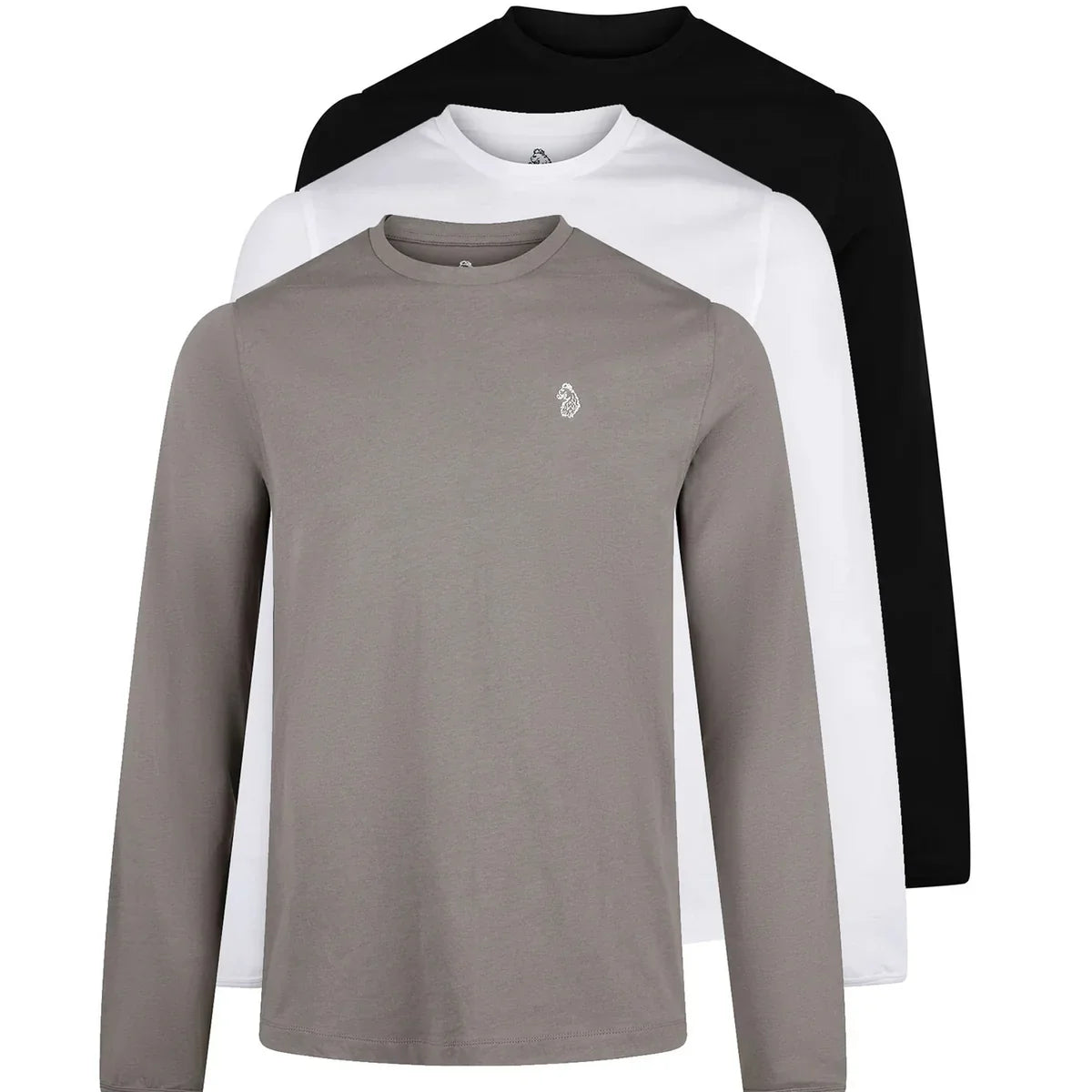 LUKE 1977 Johnys 3 Pack Long Sleeve T-Shirts - Black White Concrete