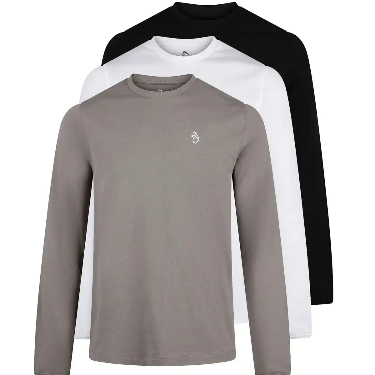 LUKE 1977 Johnys 3 Pack Long Sleeve T-Shirts - Black White Concrete