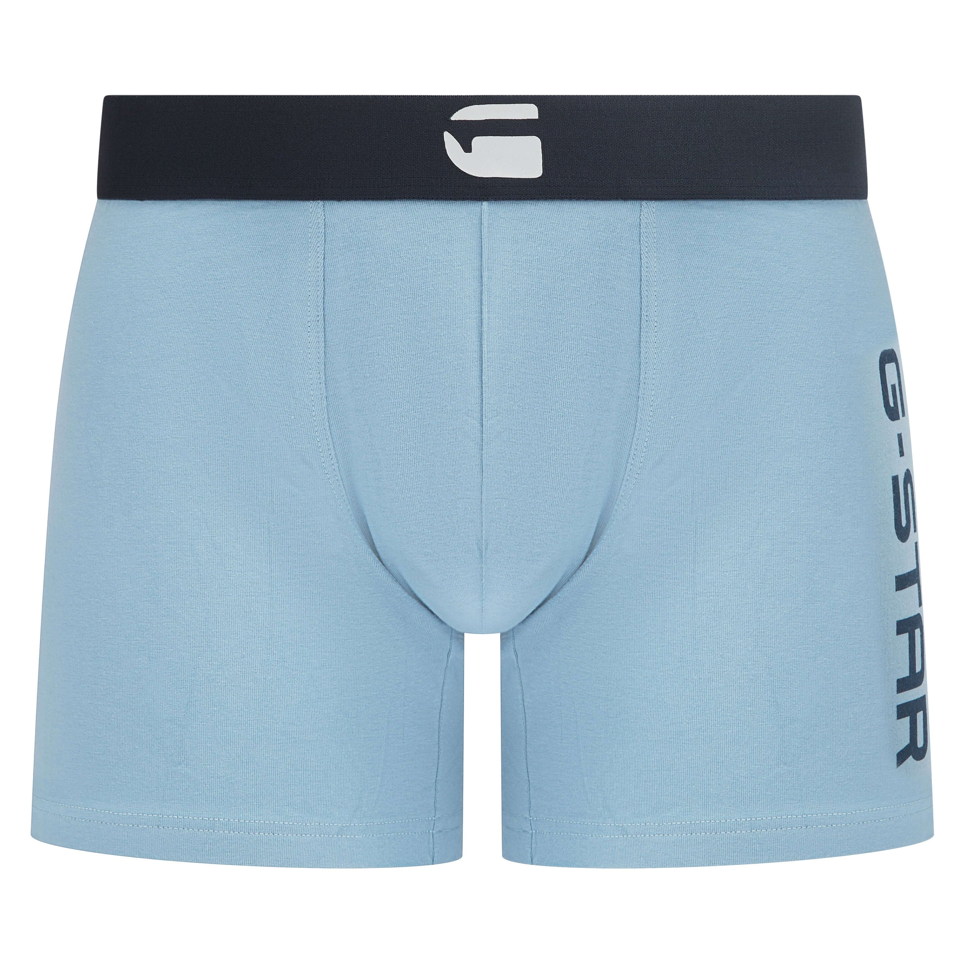 G-Star Men’s 3 Pack Cotton Stretch Rubberized Logo Trunks – Denim, Navy & White