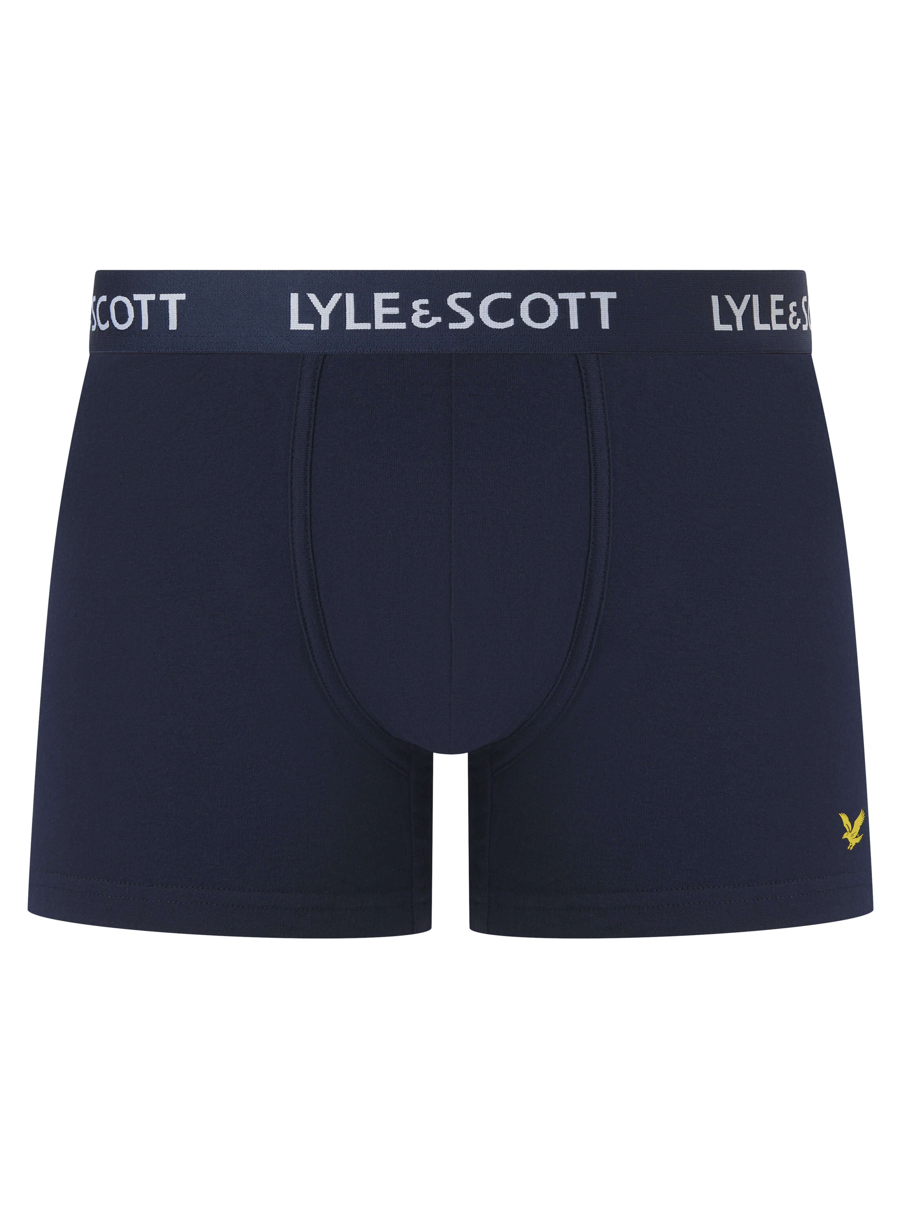Lyle & Scott Men's 3 Pack Cotton Stretch Trunks - Wine-tasting / Check / Peacoat