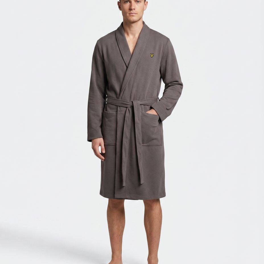 Lyle & Scott Matthew Fleece Dressing Gown Granite Grey - Image 2
