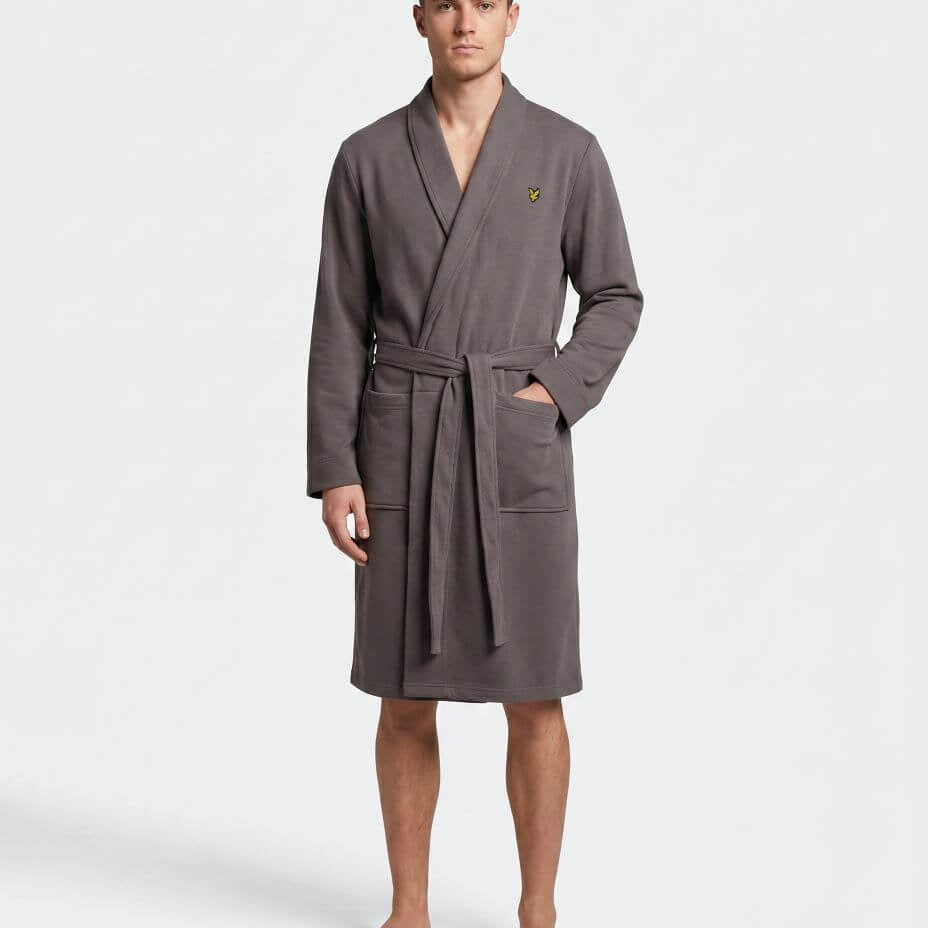 Lyle & Scott Matthew Fleece Dressing Gown Granite Grey - Image 2