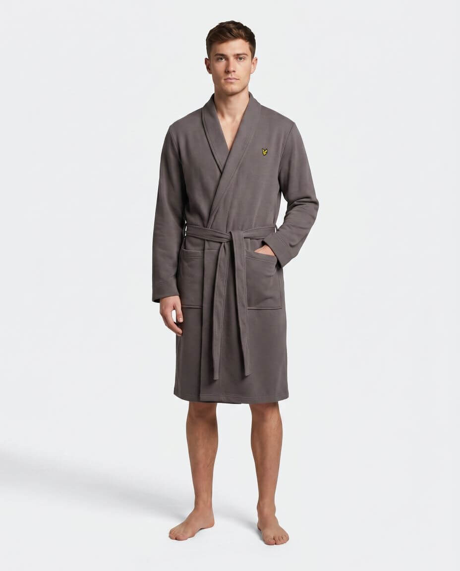 Lyle & Scott Matthew Fleece Dressing Gown Granite Grey - Image 2