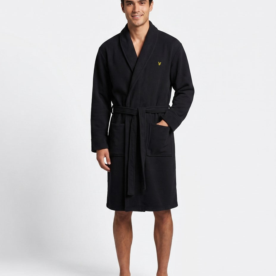 Lyle & Scott Matthew Fleece Dressing Gown Black - Image 2