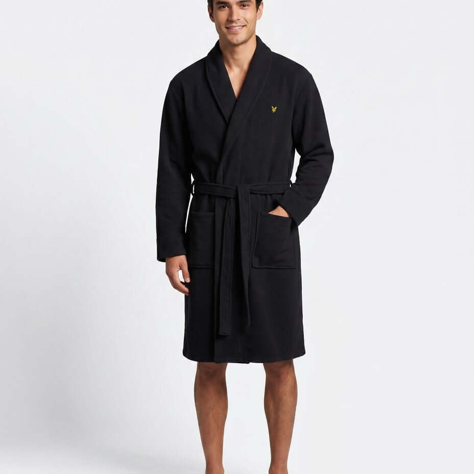 Lyle & Scott Matthew Fleece Dressing Gown Black - Image 2