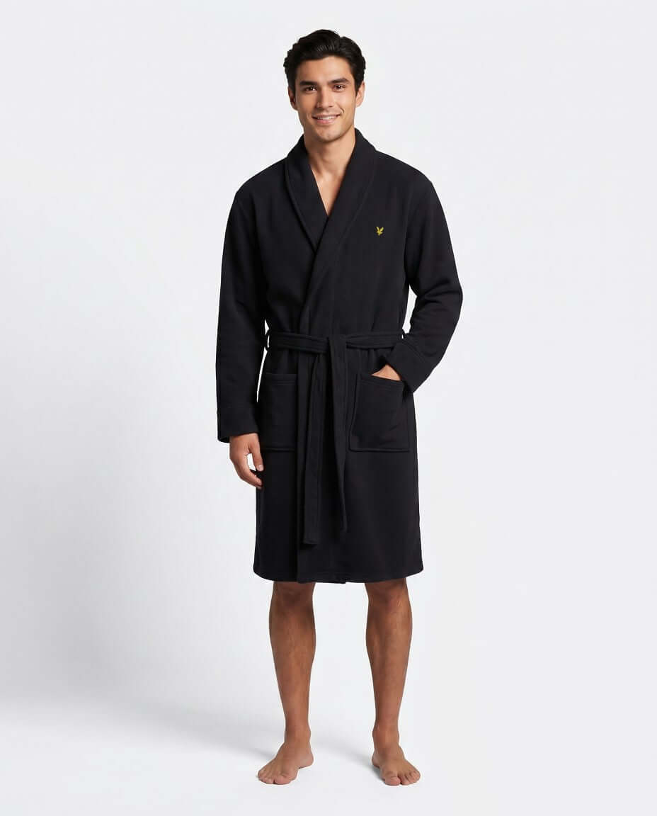 Lyle & Scott Matthew Fleece Dressing Gown Black - Image 2