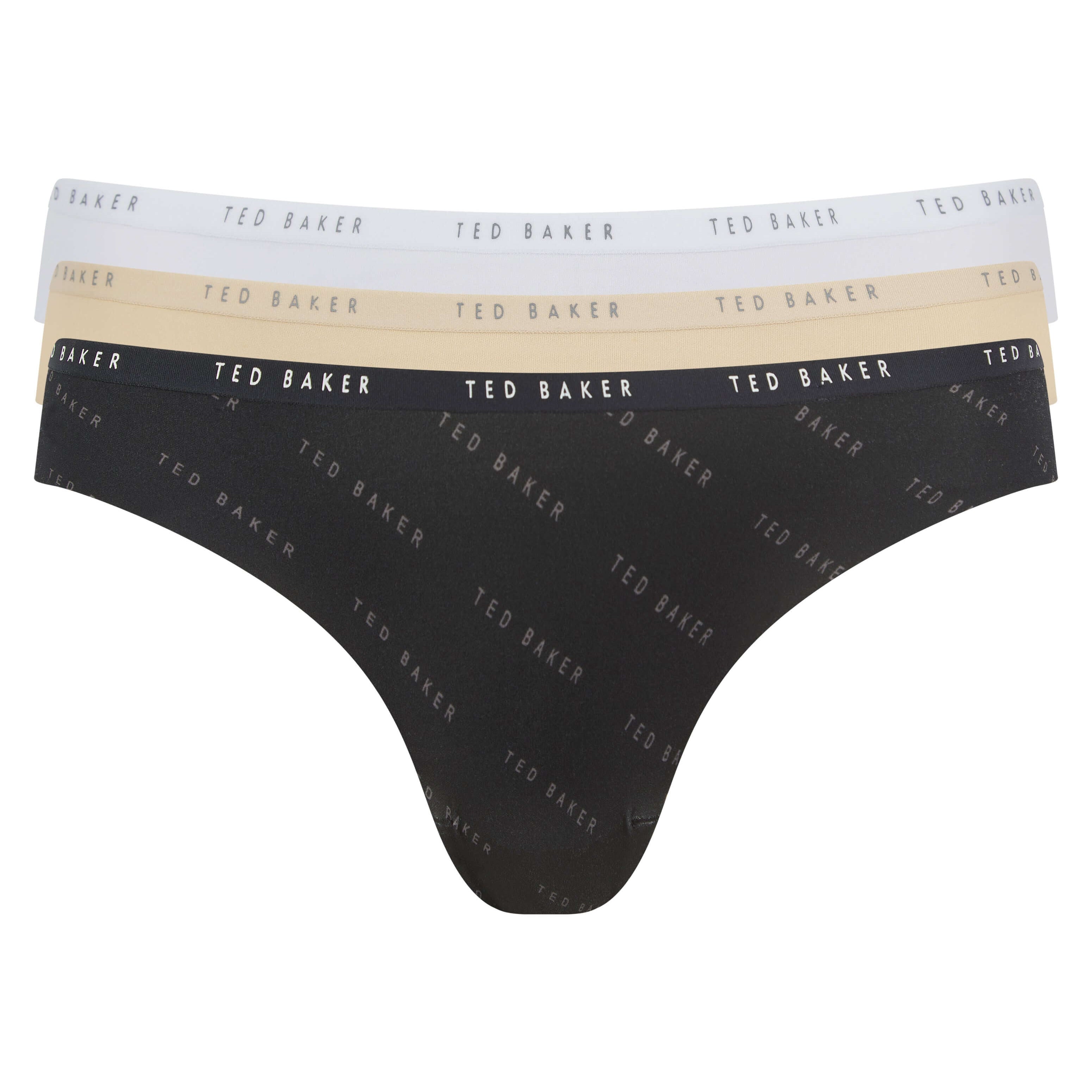 Ted Baker Mila Embossed Women Briefs – 3 Pack White, Black & Irish Cream