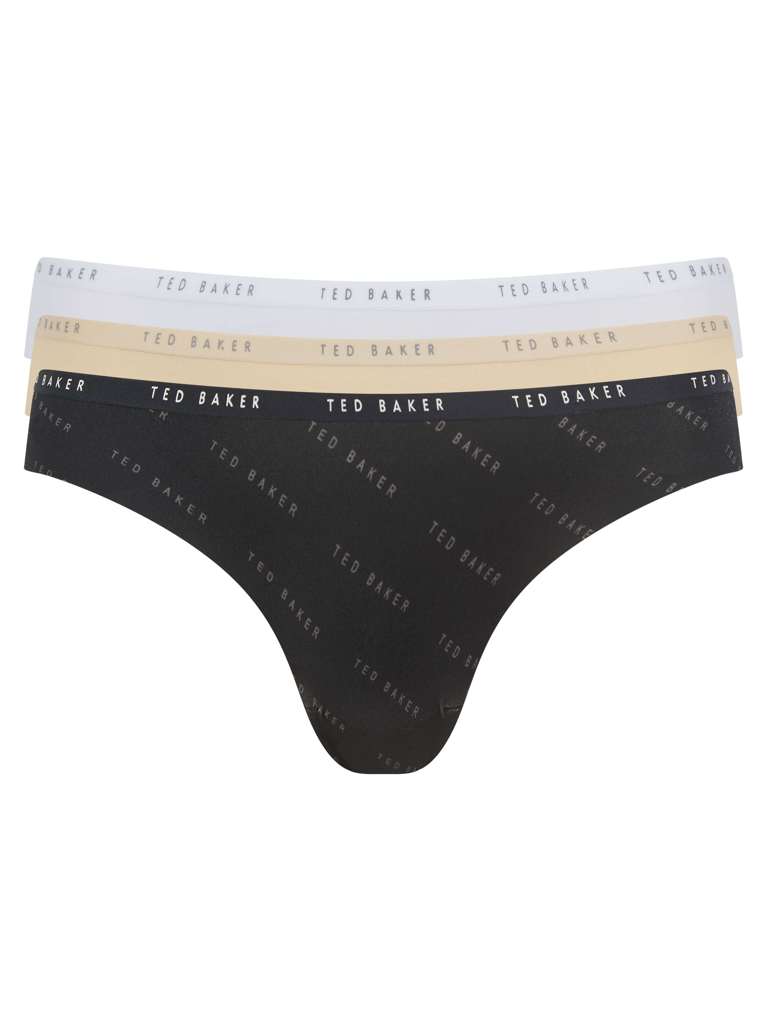 Ted Baker Mila Embossed Women Briefs – 3 Pack White, Black & Irish Cream