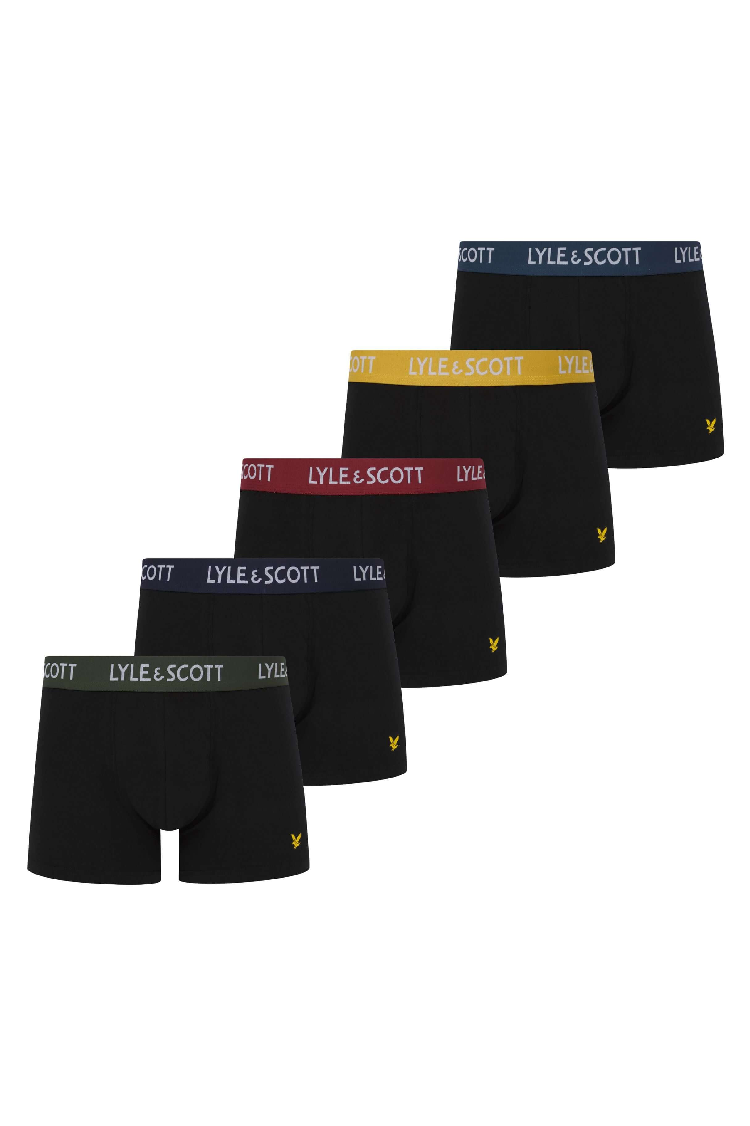 Lyle & Scott Men's - 5 Pack Miller Trunks - Black Multi Waistbands